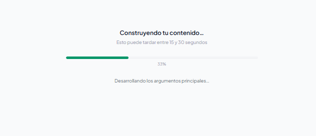Pantalla de carga de Deep Writer con barra de progreso y el mensaje "Aplicando tu perfil de voz…"